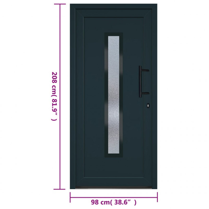 Drzwi wejściowe, antracytowe, 98x208 cm, PVC