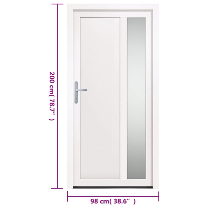 Drzwi wejściowe, białe, 98x200 cm, PVC