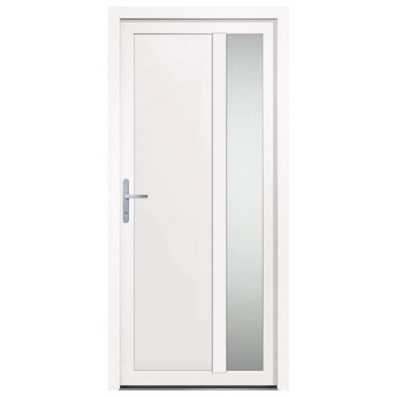 Drzwi wejściowe, białe, 98x208 cm, PVC