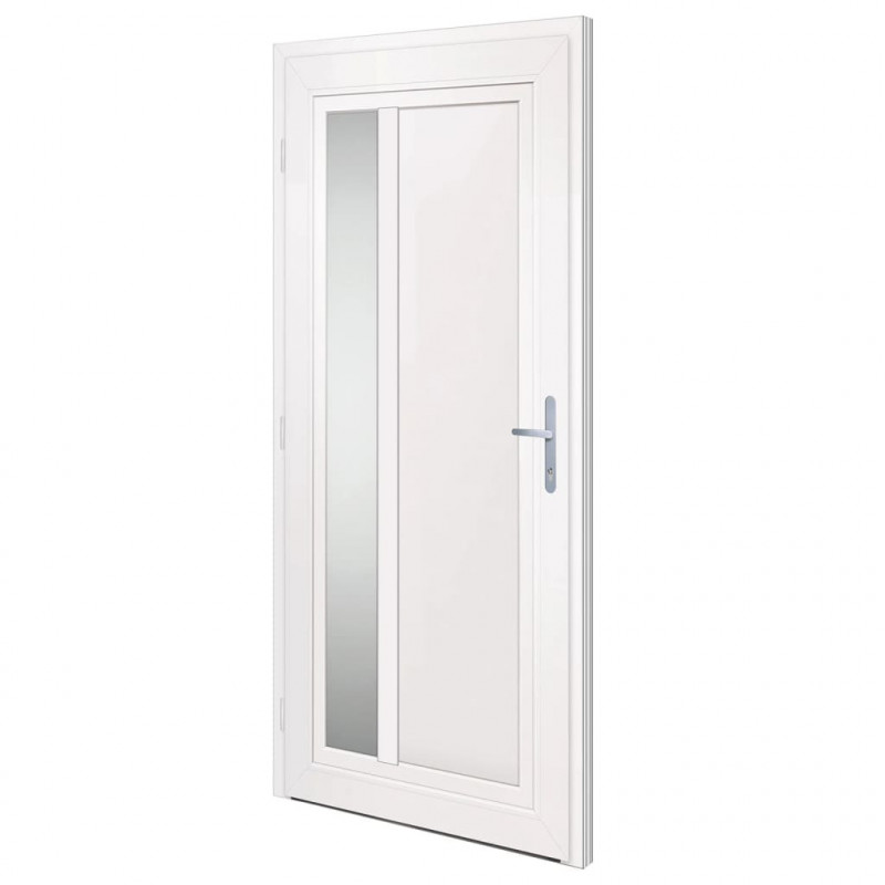 Drzwi wejściowe, białe, 98x208 cm, PVC