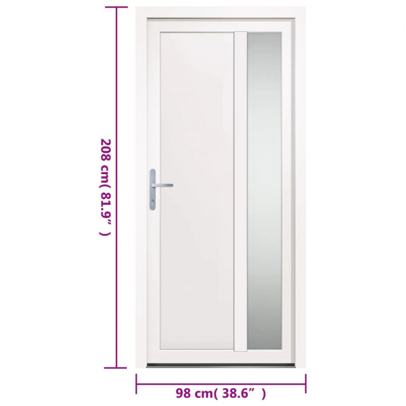 Drzwi wejściowe, białe, 98x208 cm, PVC