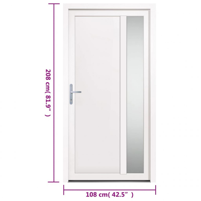 Drzwi wejściowe, białe, 108x208 cm, PVC