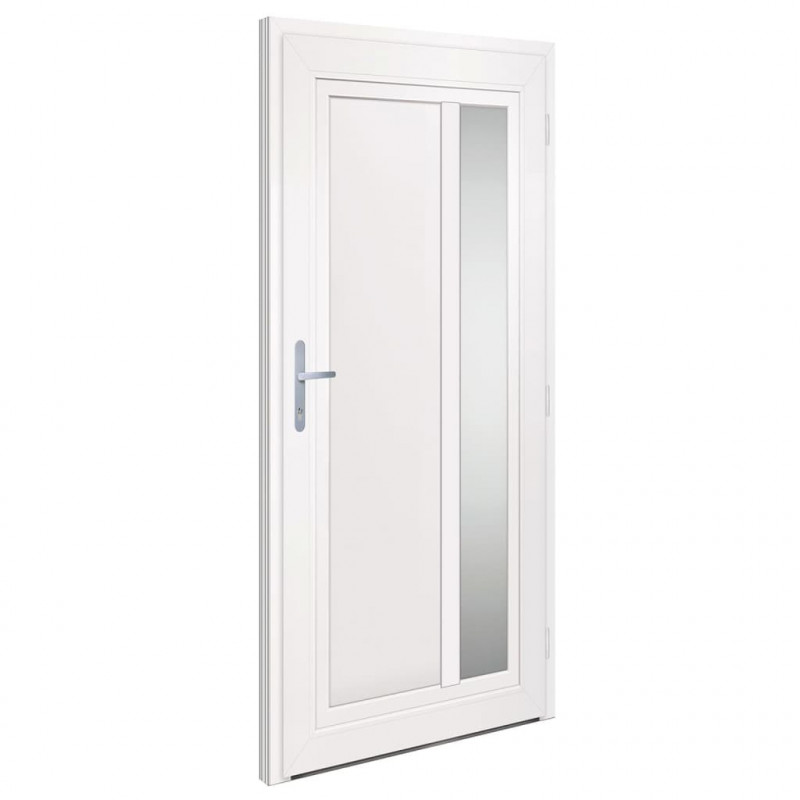 Drzwi wejściowe, białe, 98x200 cm, PVC