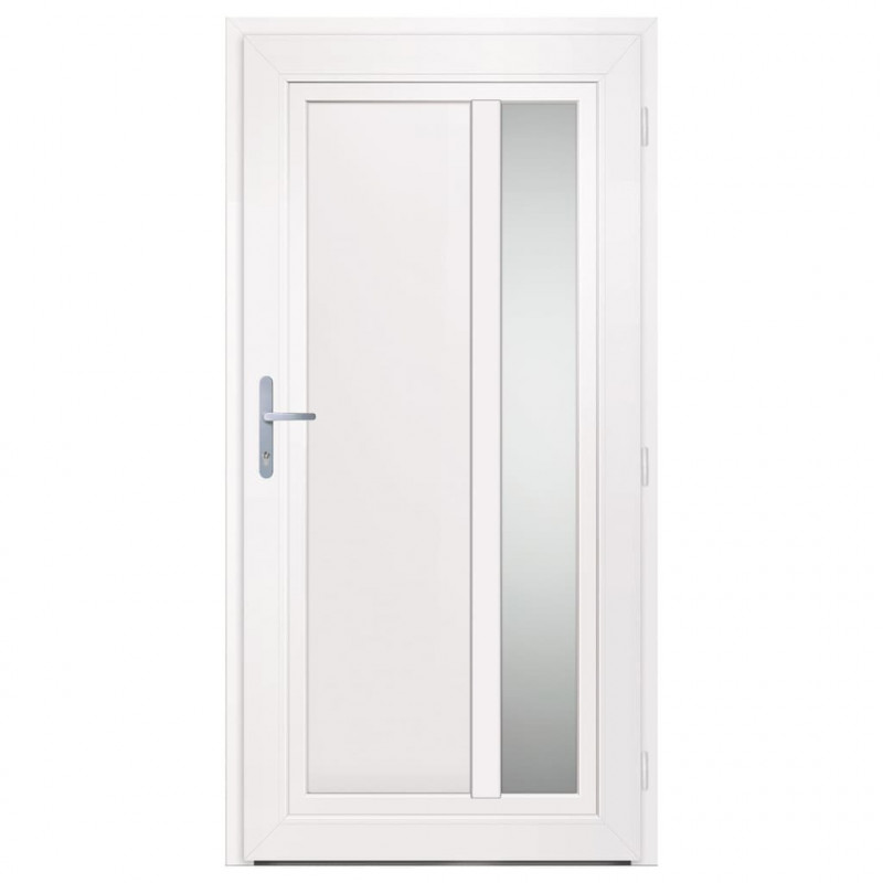 Drzwi wejściowe, białe, 98x200 cm, PVC