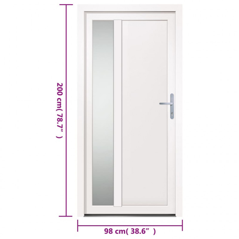Drzwi wejściowe, białe, 98x200 cm, PVC