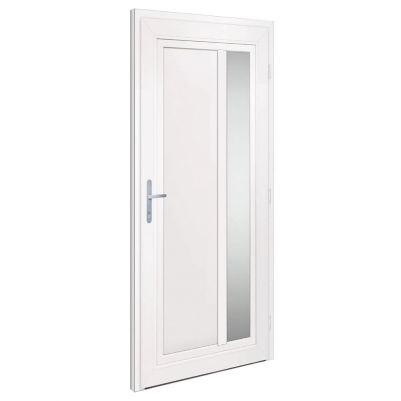 Drzwi wejściowe, białe, 98x208 cm, PVC