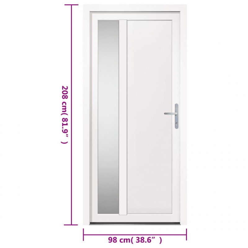 Drzwi wejściowe, białe, 98x208 cm, PVC