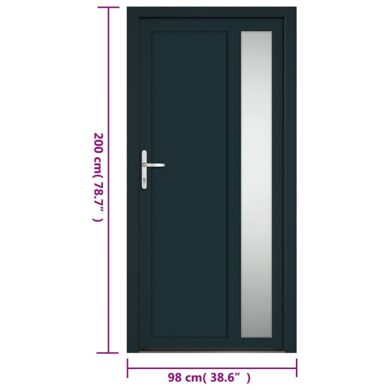Drzwi wejściowe, antracytowe, 98x200 cm, PVC