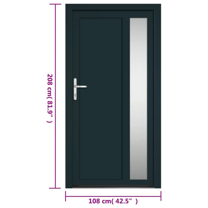 Drzwi wejściowe, antracytowe, 108x208 cm, PVC