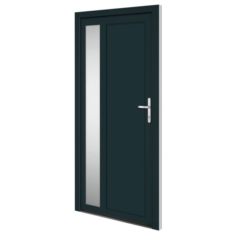 Drzwi wejściowe, antracytowe, 98x208 cm, PVC