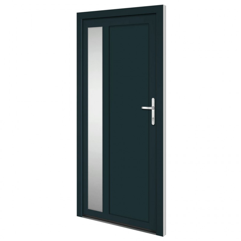 Drzwi wejściowe, antracytowe, 108x208 cm, PVC