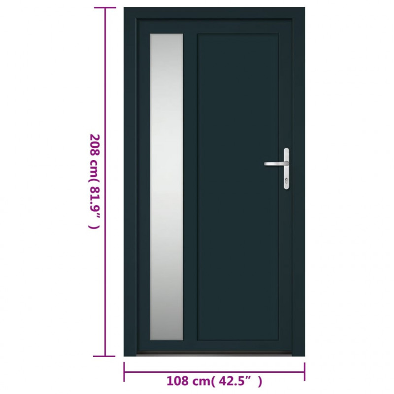 Drzwi wejściowe, antracytowe, 108x208 cm, PVC