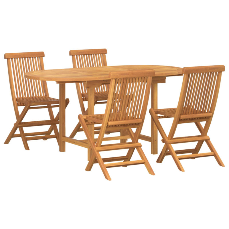 Zestaw do jadalni w ogrodzie 5 pcs Brązowy Lite drewno teakowe