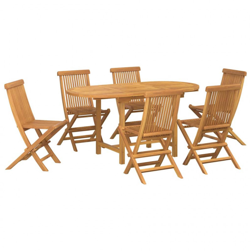 Zestaw do jadalni w ogrodzie 7 pcs Brązowy Lite drewno teakowe