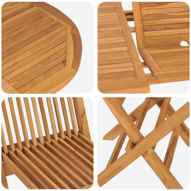 Zestaw do jadalni w ogrodzie 5 pcs Brązowy Lite drewno teakowe