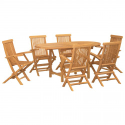 Zestaw do jadalni w ogrodzie 7 pcs Brązowy Lite drewno teakowe