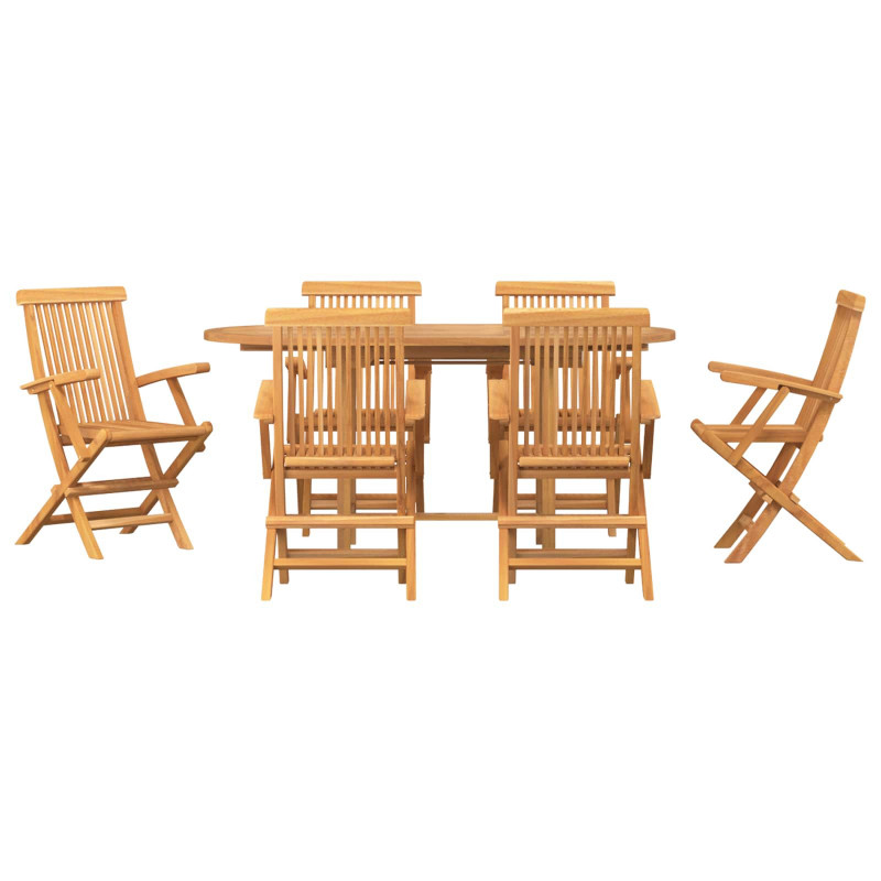 Zestaw do jadalni w ogrodzie 7 pcs Brązowy Lite drewno teakowe