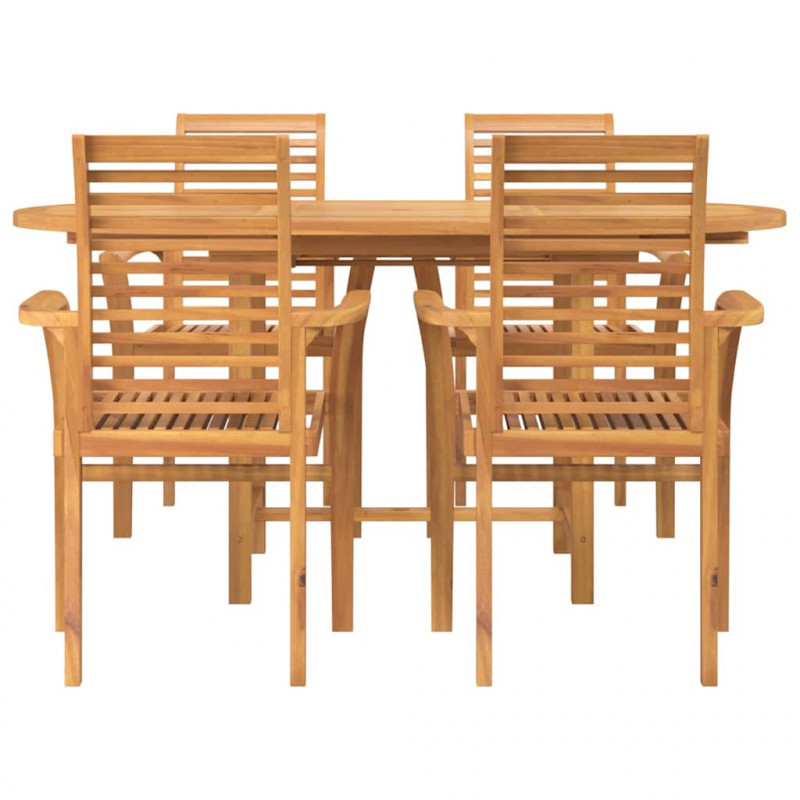 Zestaw do jadalni w ogrodzie 5 pcs Brązowy Lite drewno teakowe