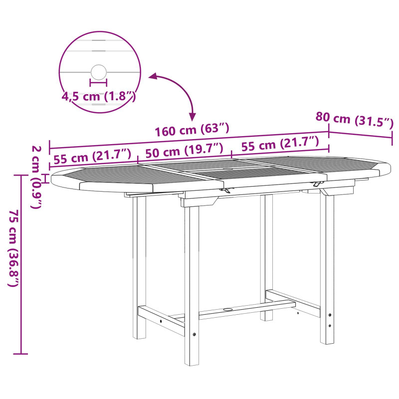 Zestaw do jadalni w ogrodzie 5 pcs Brązowy Lite drewno teakowe
