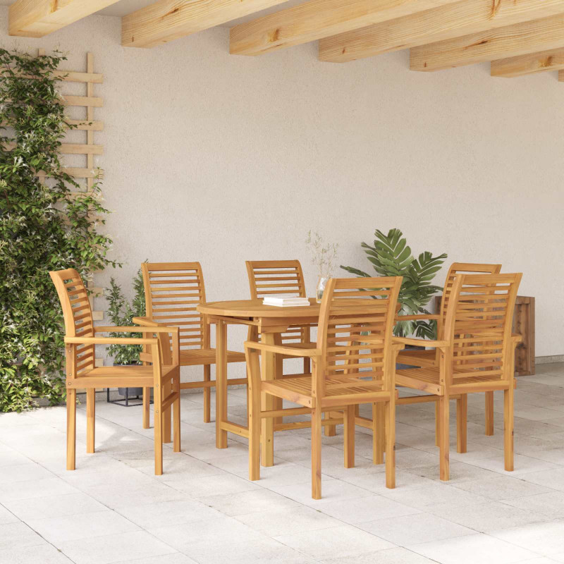 Zestaw do jadalni w ogrodzie 7 pcs Brązowy Lite drewno teakowe