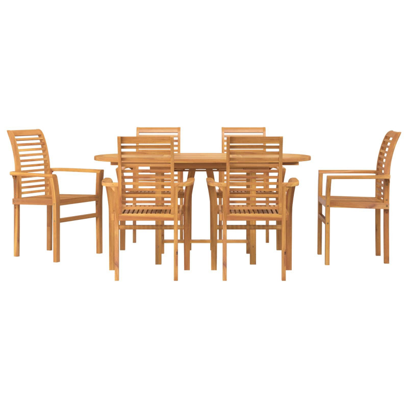 Zestaw do jadalni w ogrodzie 7 pcs Brązowy Lite drewno teakowe