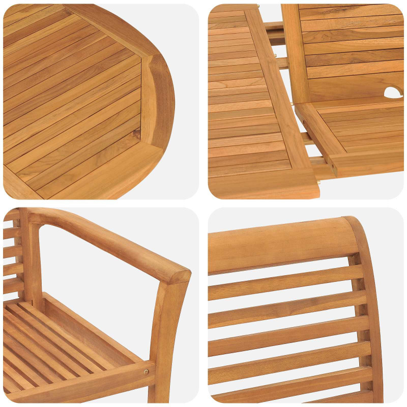 Zestaw do jadalni w ogrodzie 7 pcs Brązowy Lite drewno teakowe
