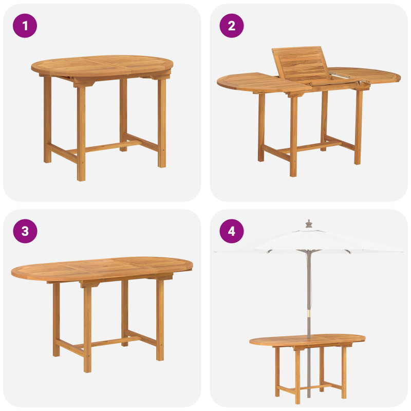 Zestaw do jadalni w ogrodzie 7 pcs Brązowy Lite drewno teakowe
