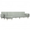 Sofa rozkładana L, jasnoszara, 275x140x70 cm, aksamit