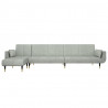 Sofa rozkładana L, jasnoszara, 275x140x70 cm, aksamit