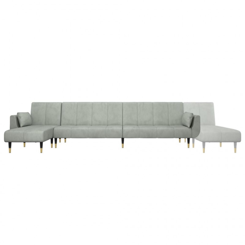 Sofa rozkładana L, jasnoszara, 275x140x70 cm, aksamit