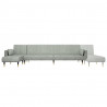 Sofa rozkładana L, jasnoszara, 275x140x70 cm, aksamit