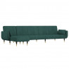 Sofa rozkładana L, ciemnozielona, 275x140x70 cm, aksamit