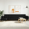 Sofa rozkładana L, czarna, 275x140x70 cm, aksamit