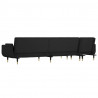 Sofa rozkładana L, czarna, 275x140x70 cm, aksamit