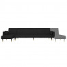 Sofa rozkładana L, czarna, 275x140x70 cm, aksamit