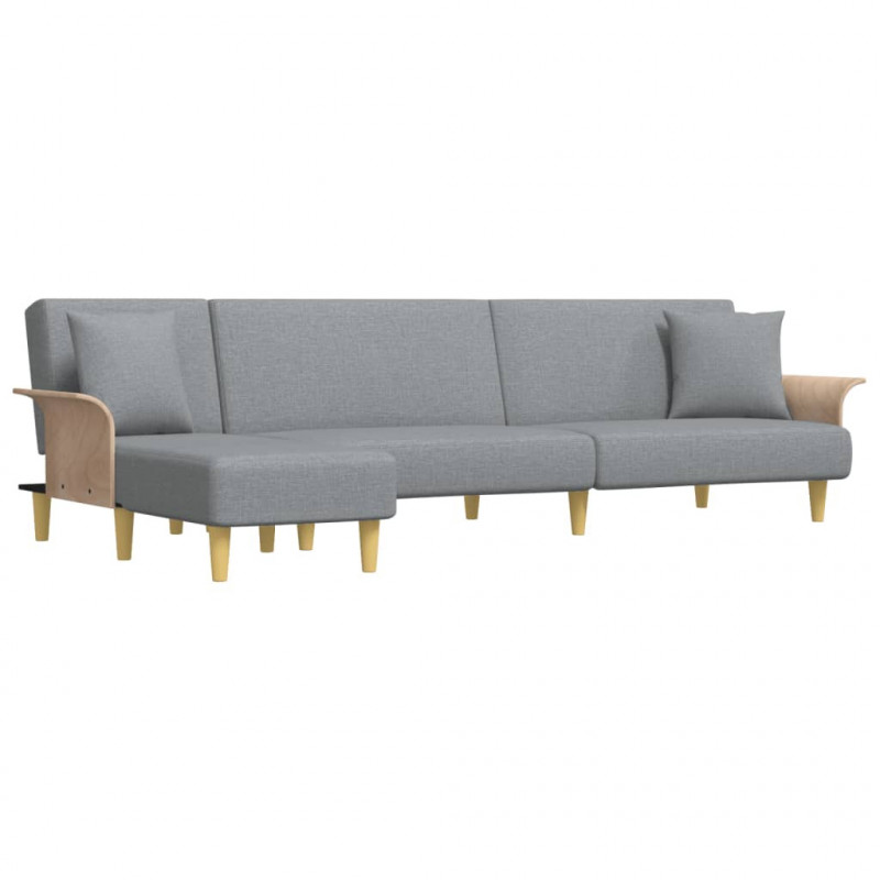 Sofa rozkładana L, jasnoszara, 279x140x70 cm, tkanina