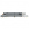 Sofa rozkładana L, jasnoszara, 279x140x70 cm, tkanina