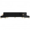 Sofa rozkładana L, czarna, 279x140x70 cm, tkanina