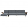 Sofa rozkładana L, ciemnoszara, 279x140x70 cm, aksamit