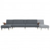 Sofa rozkładana L, ciemnoszara, 279x140x70 cm, aksamit