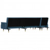 Sofa rozkładana L, niebieska, 271x140x70 cm, aksamit