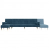 Sofa rozkładana L, niebieska, 271x140x70 cm, aksamit