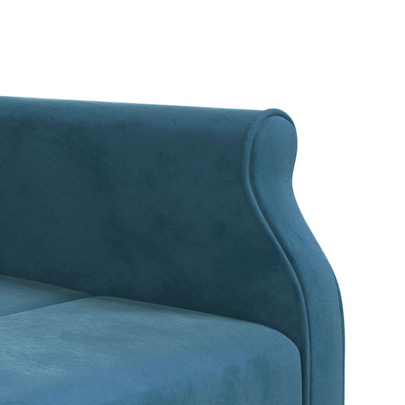 Sofa rozkładana L, niebieska, 271x140x70 cm, aksamit