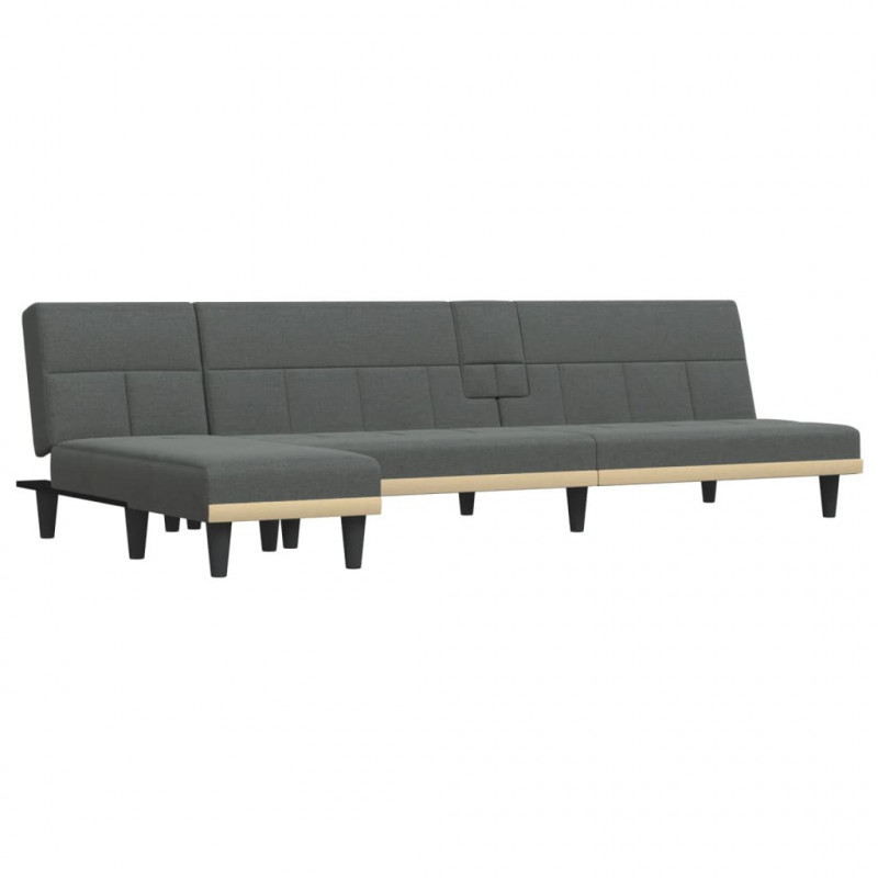 Sofa rozkładana L, ciemnoszara, 255x140x70 cm, tkanina