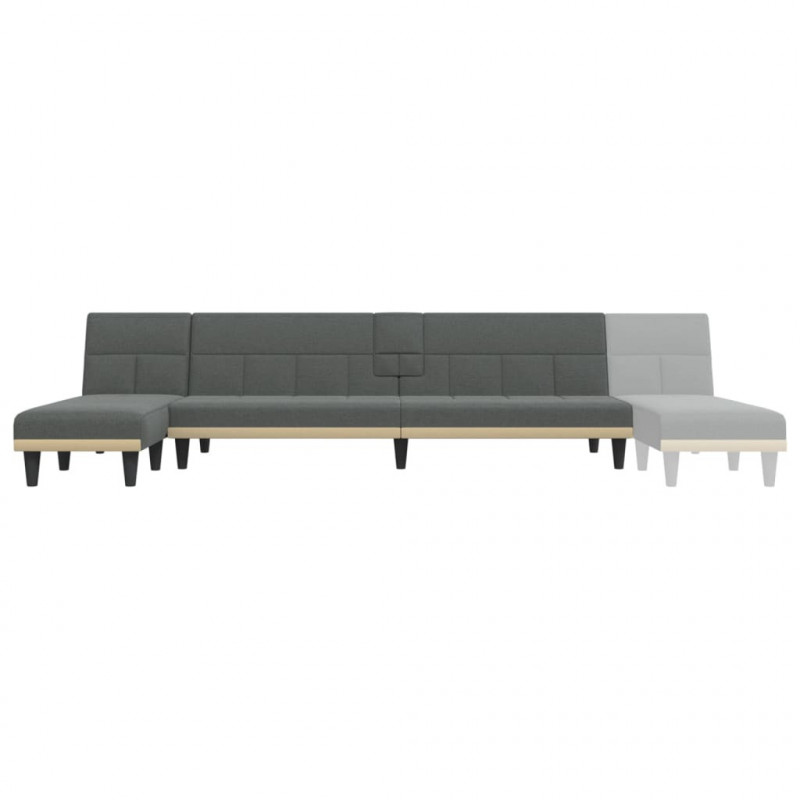 Sofa rozkładana L, ciemnoszara, 255x140x70 cm, tkanina