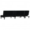 Sofa rozkładana w kształcie L, czarna, 255x140x70 cm, tkanina