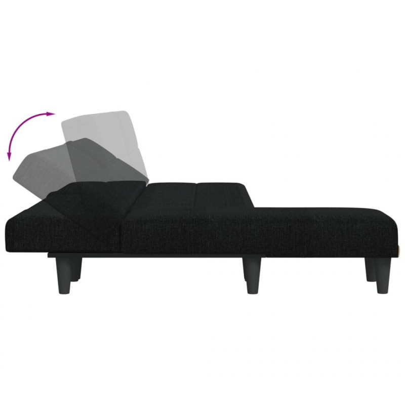 Sofa rozkładana w kształcie L, czarna, 255x140x70 cm, tkanina