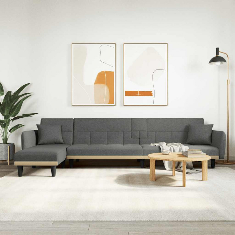 Sofa rozkładana L, ciemnoszara, 275x140x70 cm, tkanina
