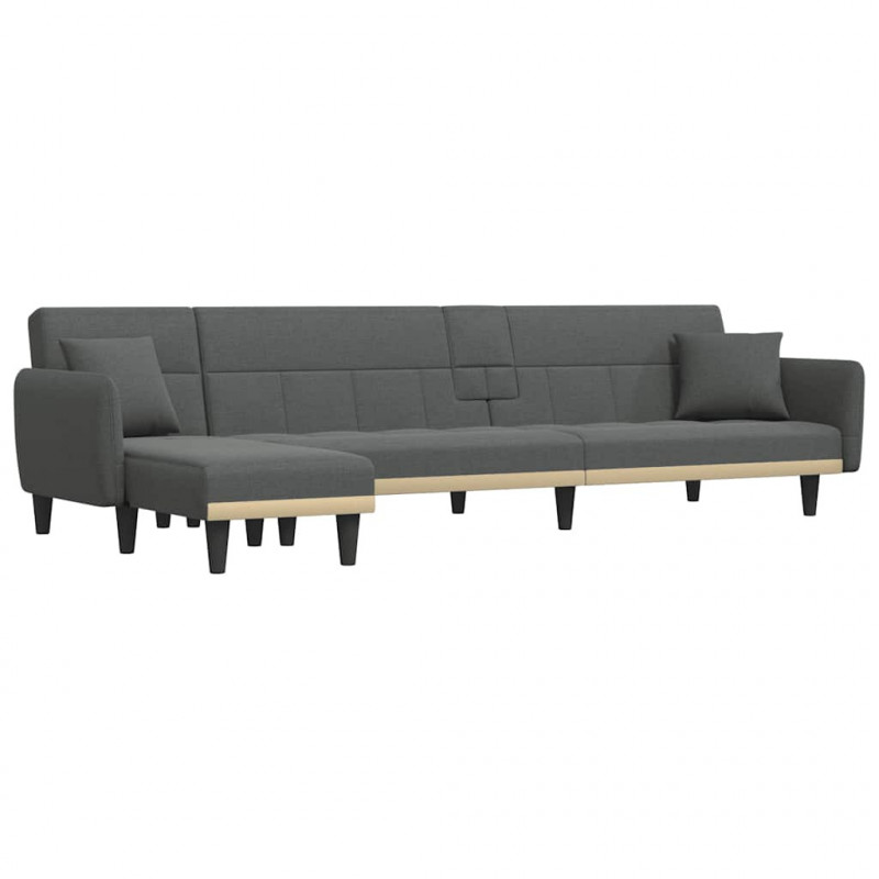 Sofa rozkładana L, ciemnoszara, 275x140x70 cm, tkanina