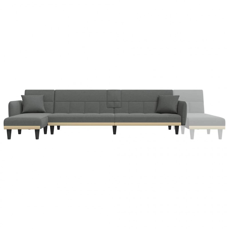 Sofa rozkładana L, ciemnoszara, 275x140x70 cm, tkanina
